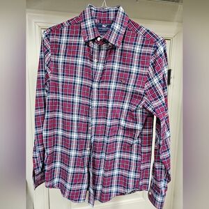 Men's S Slim Fit Vineyard Vines Red and Blue Plaid Button Down Shirt